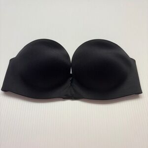Victoria's Secret Miraculous Bombshell Bra 32C Black Padded Strapless Underwire